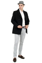 Men's Double Breast Semi Long Coat in Tweed Fabric