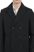 Men's Double Breast Semi Long Coat in Tweed Fabric