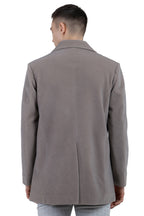 Men's Double Breast Semi Long Coat in Bonded Velvet Fabric