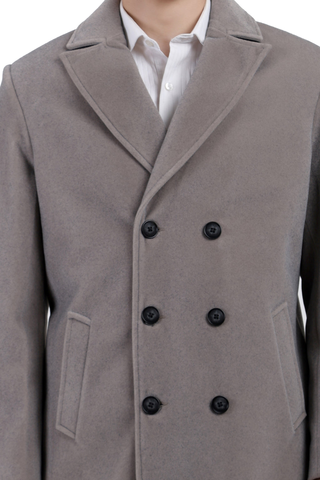 Men's Double Breast Semi Long Coat in Bonded Velvet Fabric