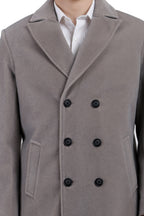 Men's Double Breast Semi Long Coat in Bonded Velvet Fabric