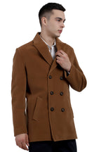 Men's Double Breast Semi Long Coat in Bonded Velvet Fabric