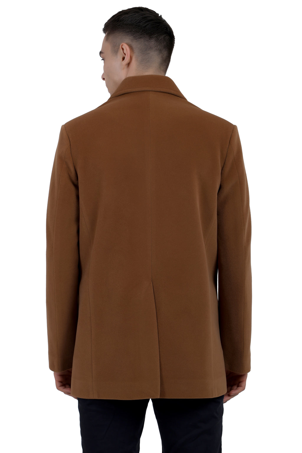 Men's Double Breast Semi Long Coat in Bonded Velvet Fabric