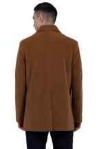 Men's Double Breast Semi Long Coat in Bonded Velvet Fabric
