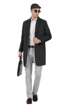 Men's Long Coat in Tweed Fabric