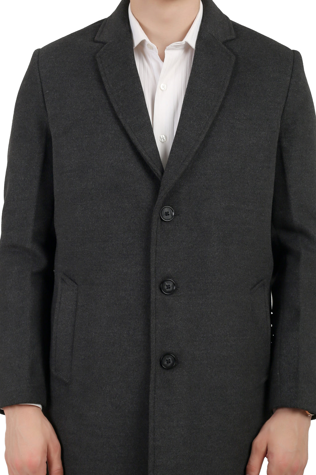 Men's Long Coat in Tweed Fabric