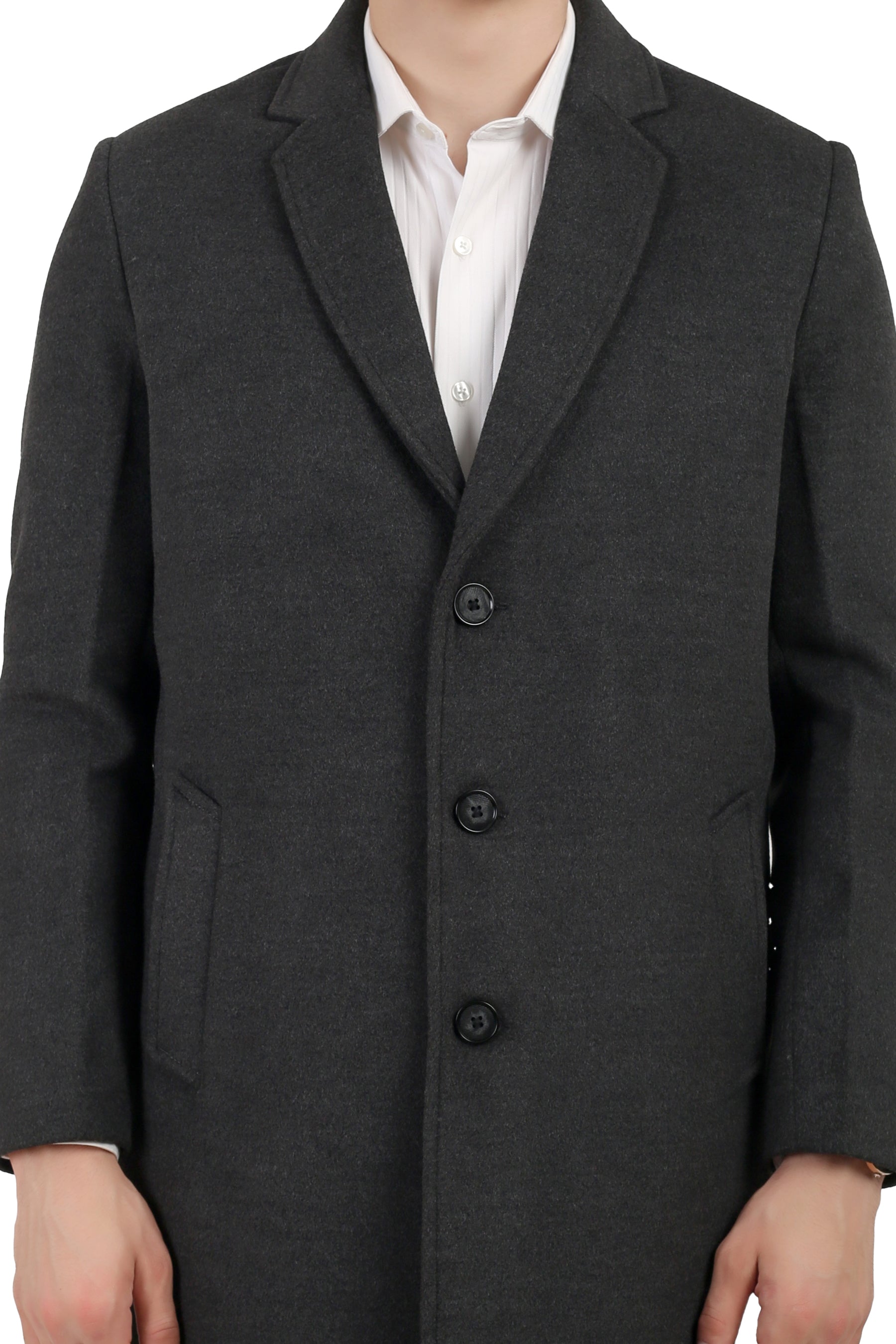Men's Long Coat in Tweed Fabric