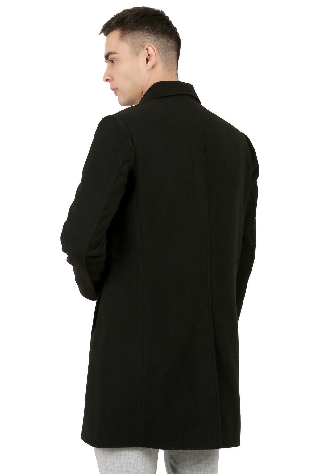 Men's Long Coat in Tweed Fabric