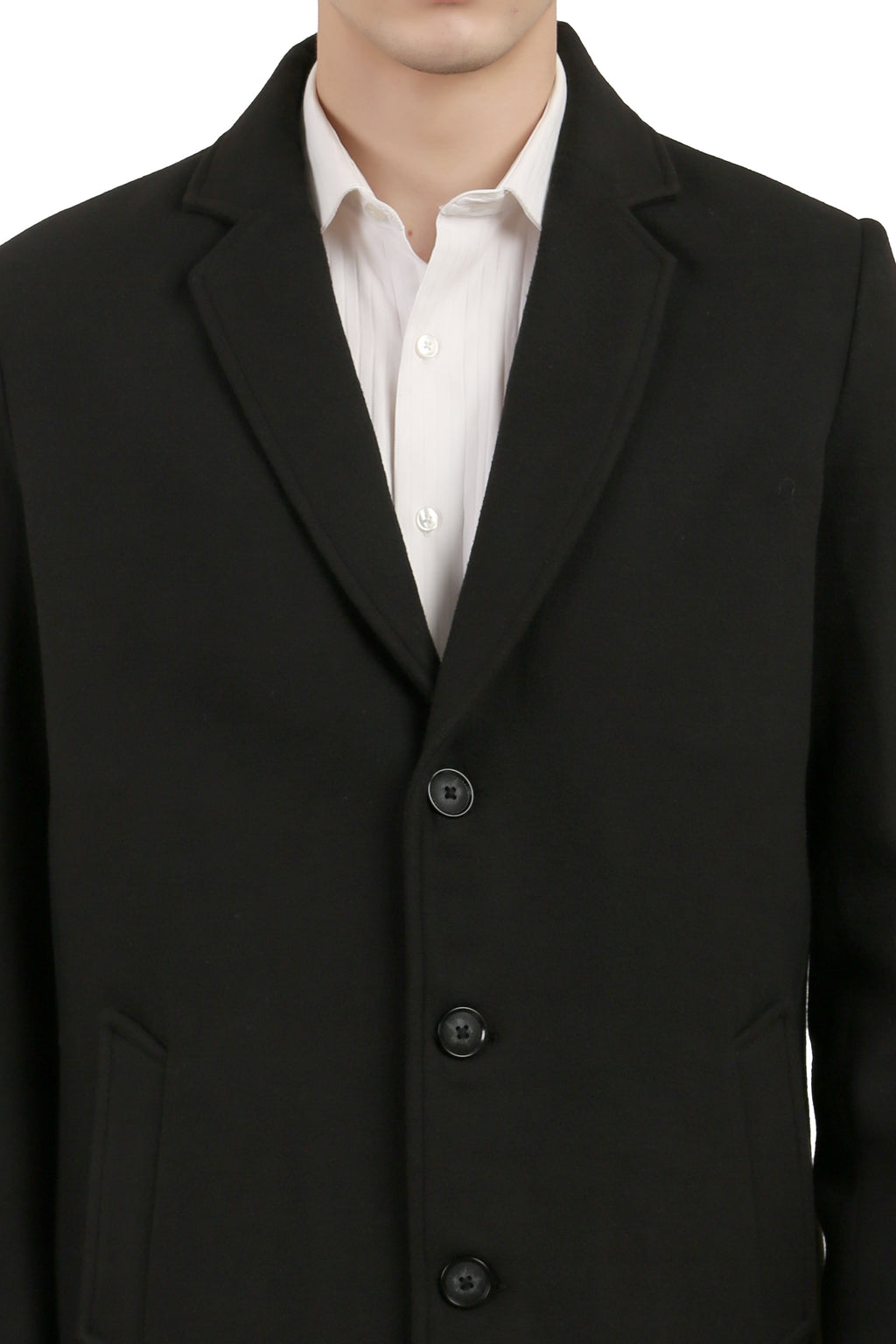 Men's Long Coat in Tweed Fabric