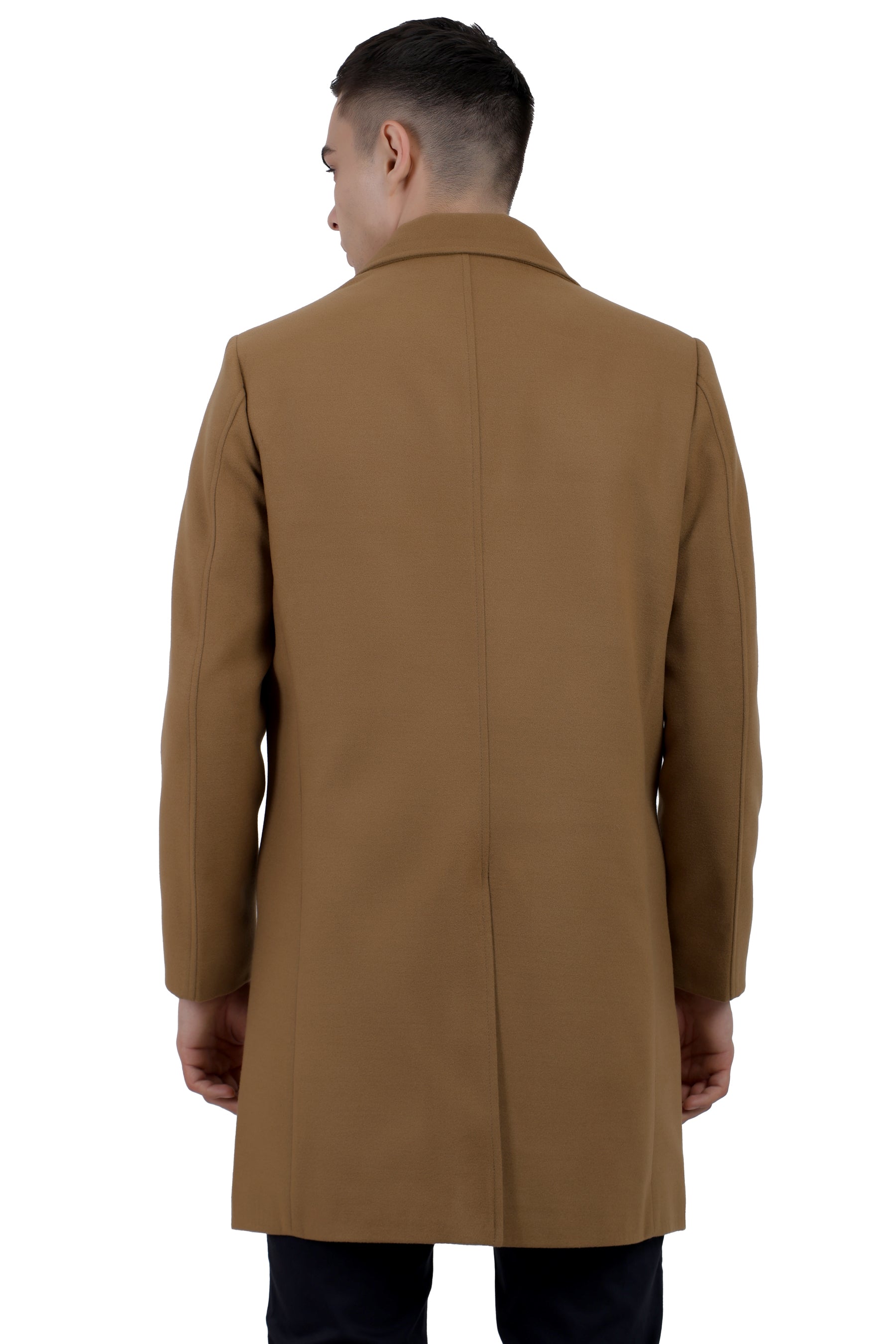 Men's Long Coat in Tweed Fabric