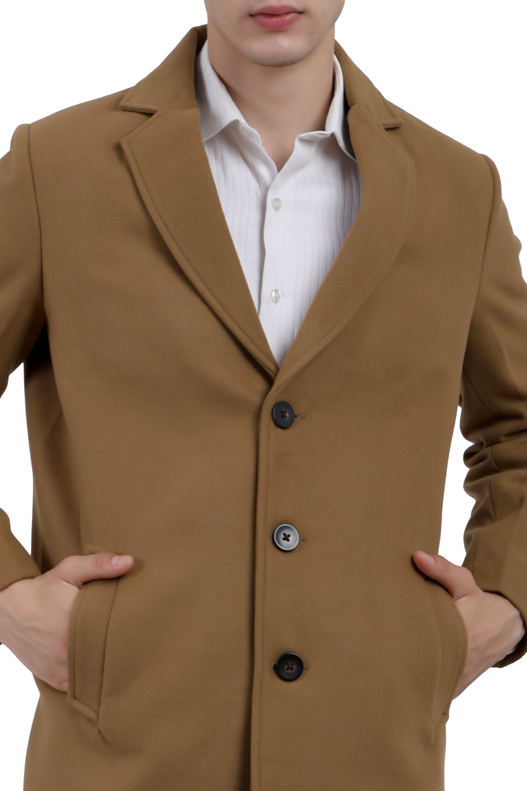 Men's Long Coat in Tweed Fabric
