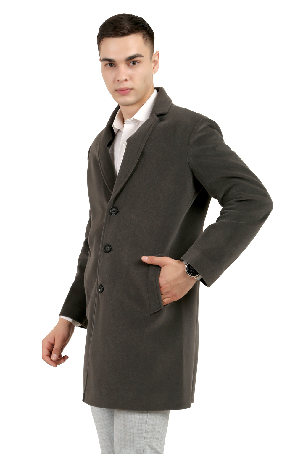 Men's Long Coat in Velvet Fabric