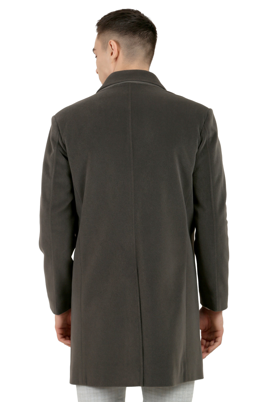 Men's Long Coat in Velvet Fabric