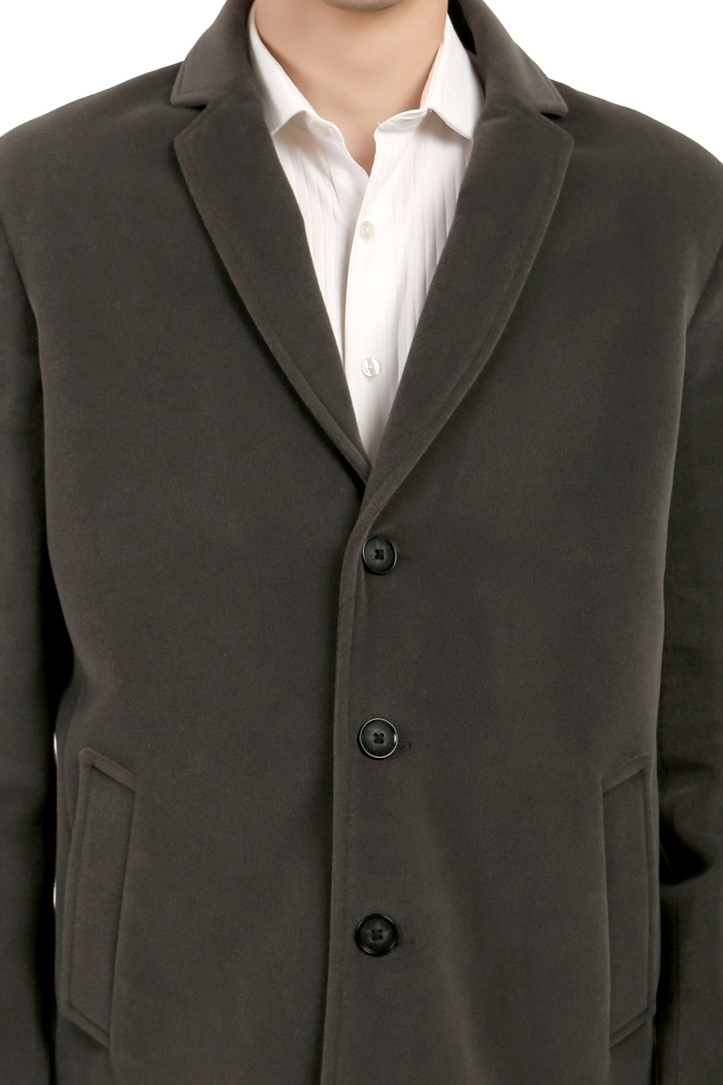 Men's Long Coat in Velvet Fabric