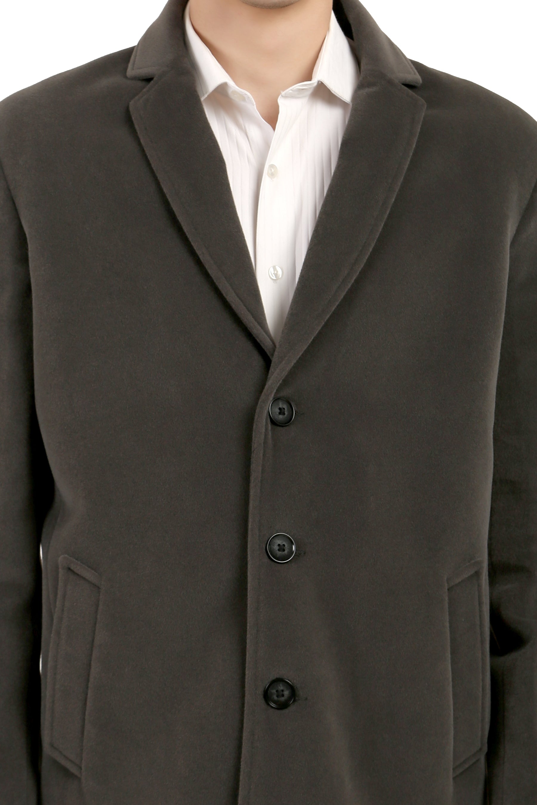 Men's Long Coat in Velvet Fabric