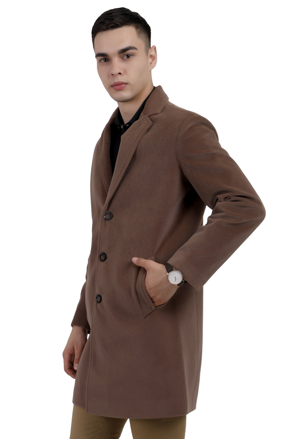 Men's Long Coat in Velvet Fabric