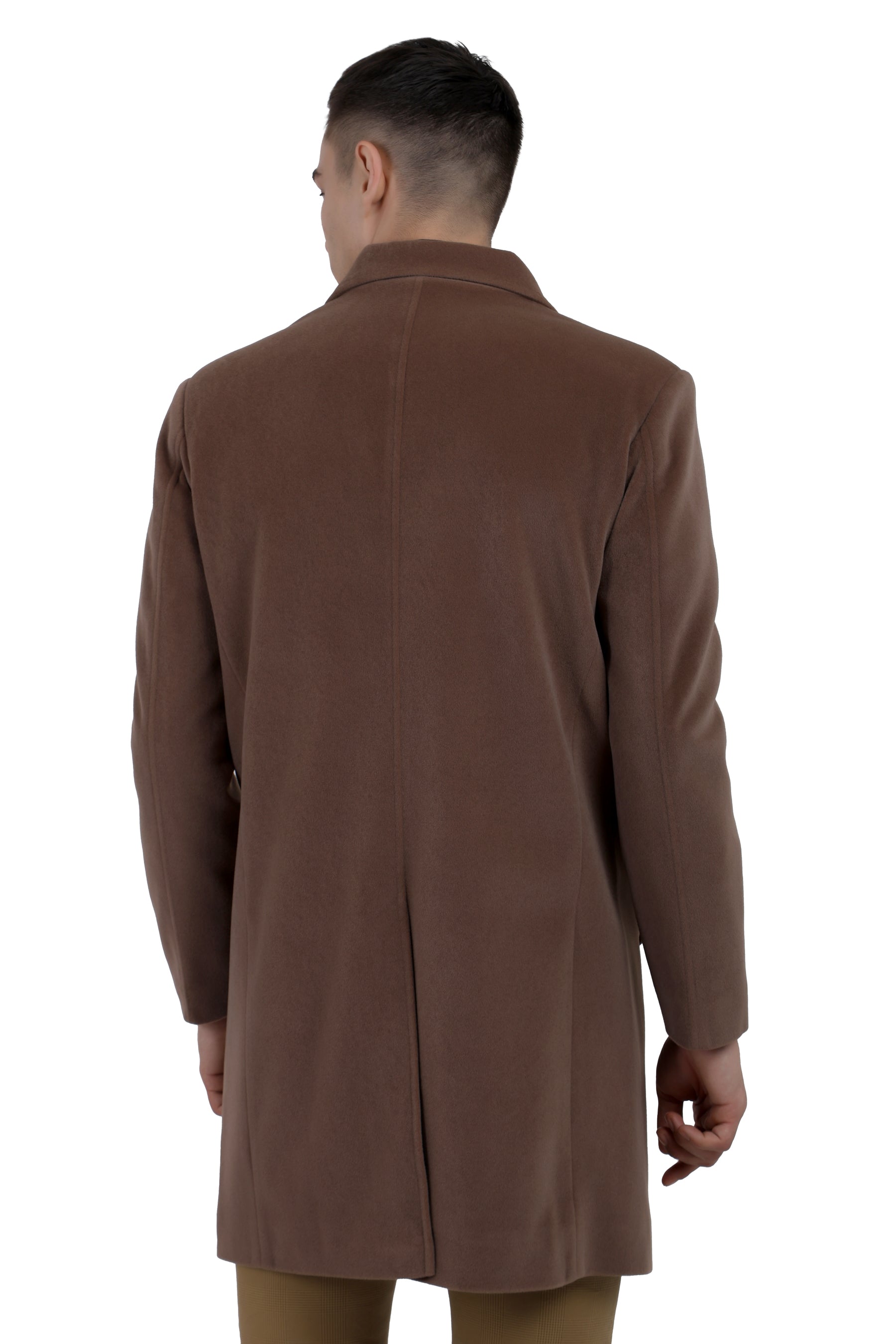 Men's Long Coat in Velvet Fabric