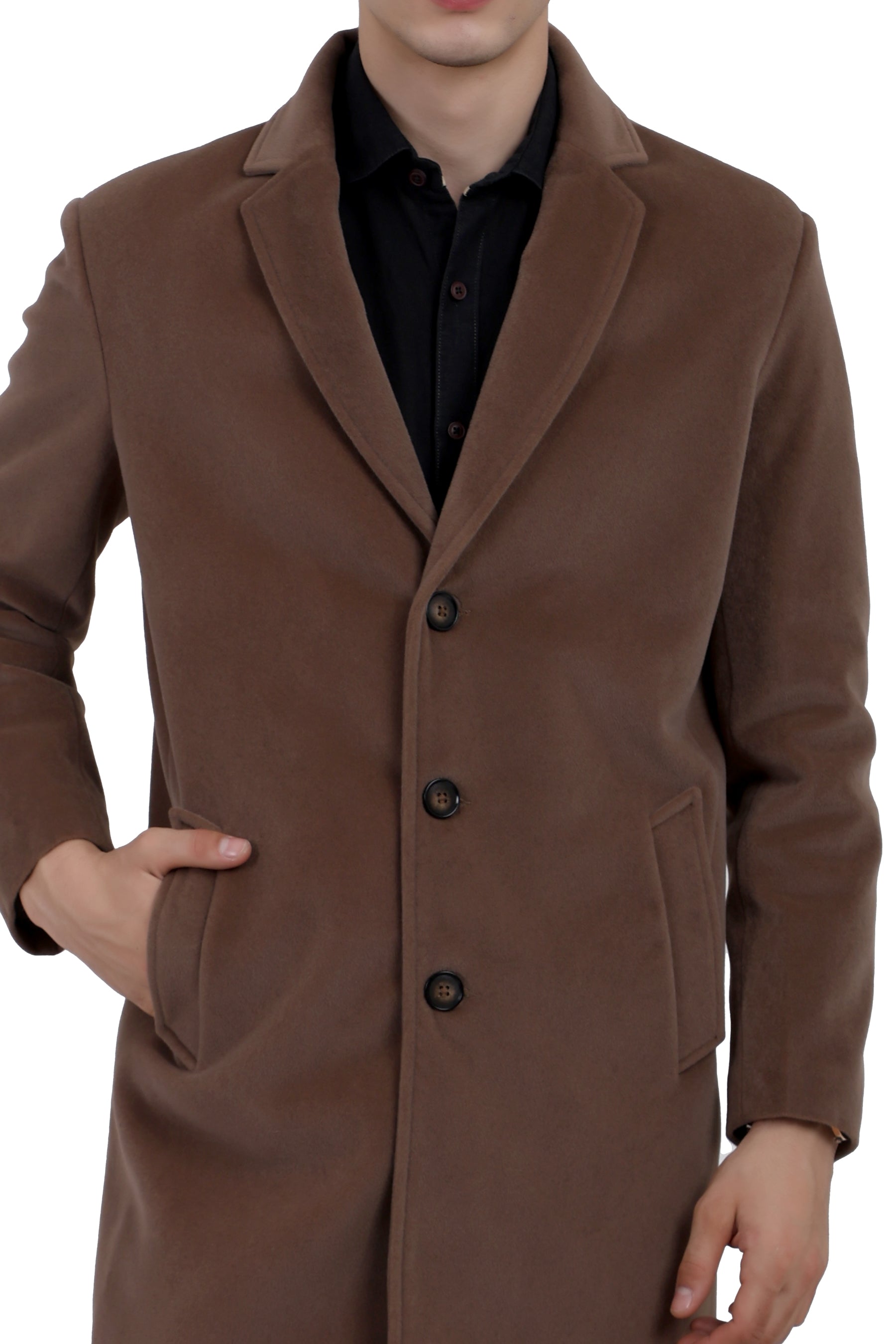 Men's Long Coat in Velvet Fabric