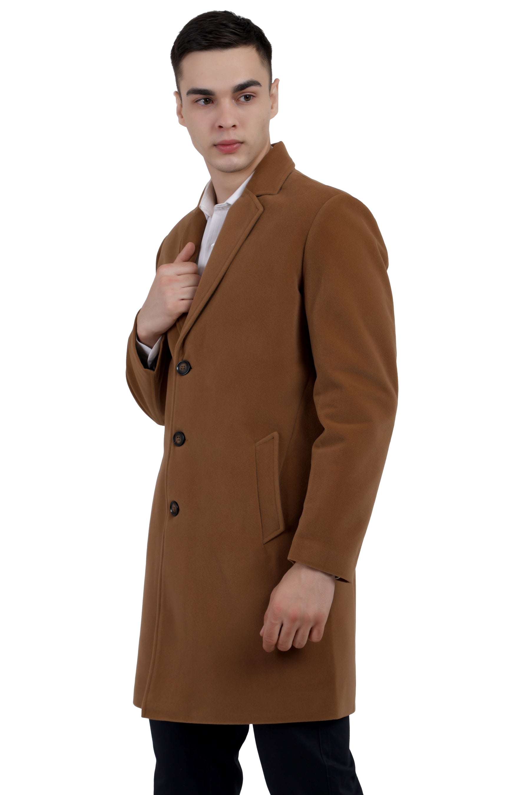Men's Long Coat in Velvet Fabric
