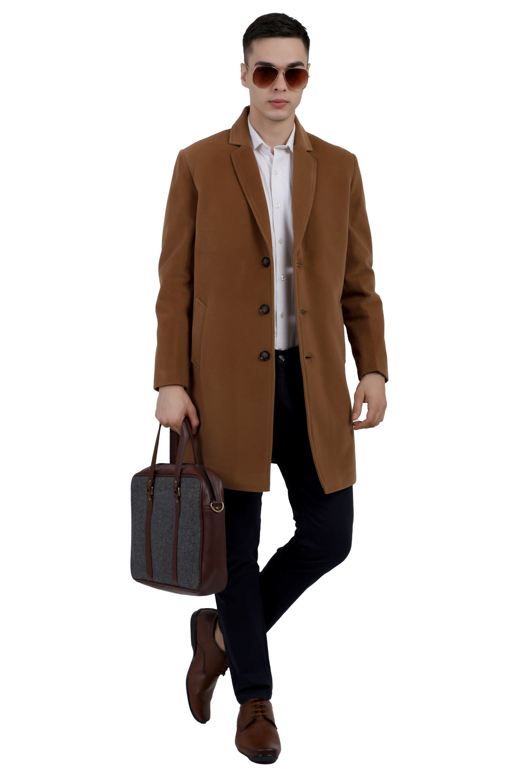 Men's Long Coat in Velvet Fabric