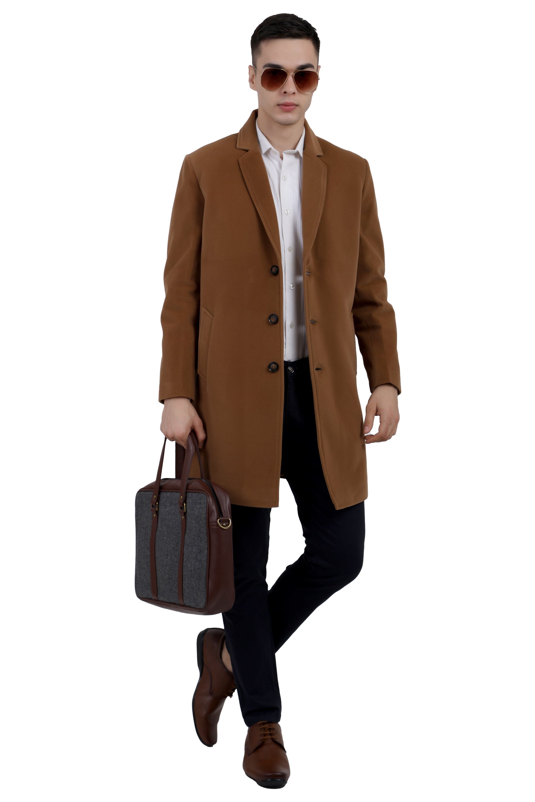 Men's Long Coat in Velvet Fabric
