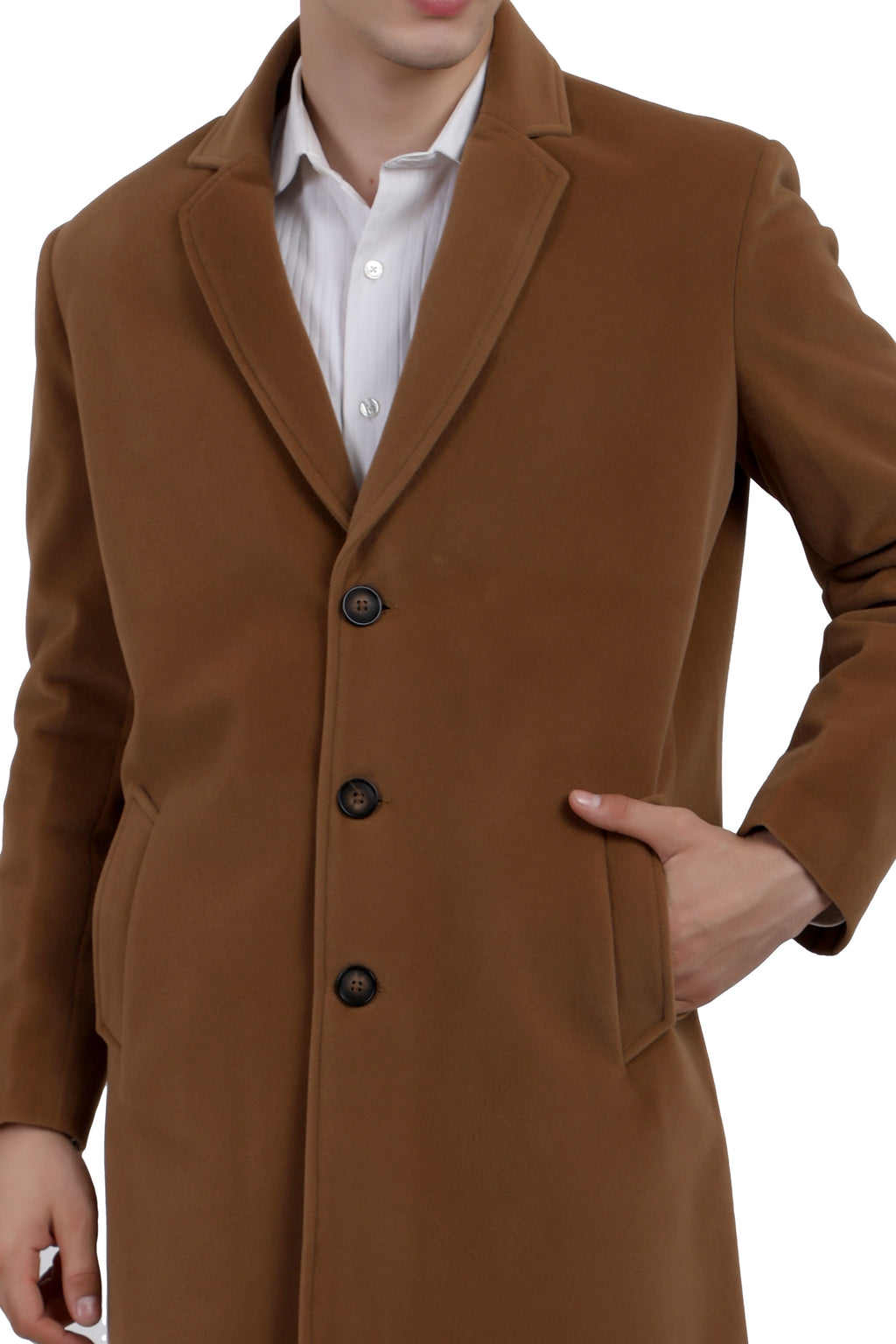 Men's Long Coat in Velvet Fabric