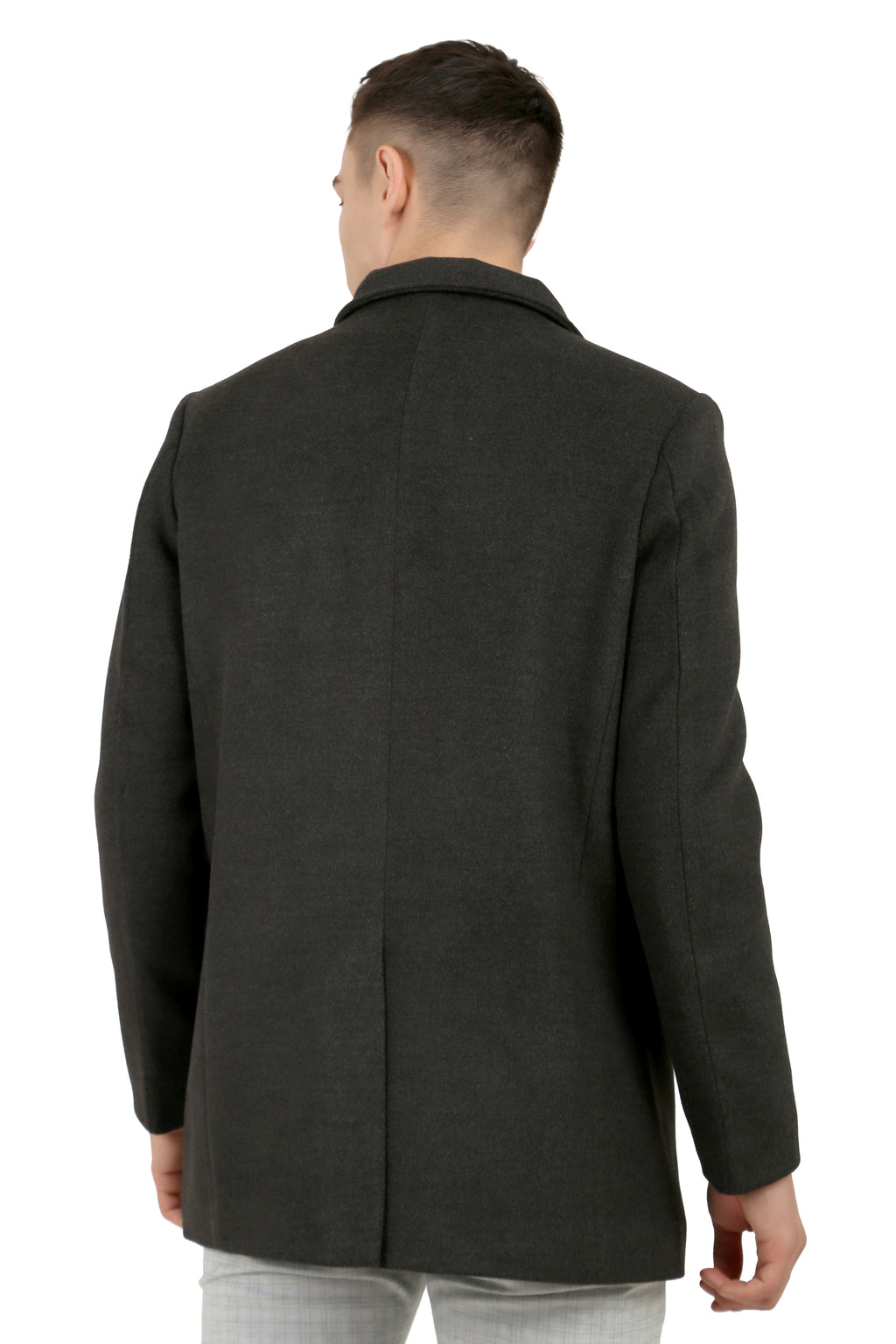 Men's Semi Long Coat in Tweed Fabric