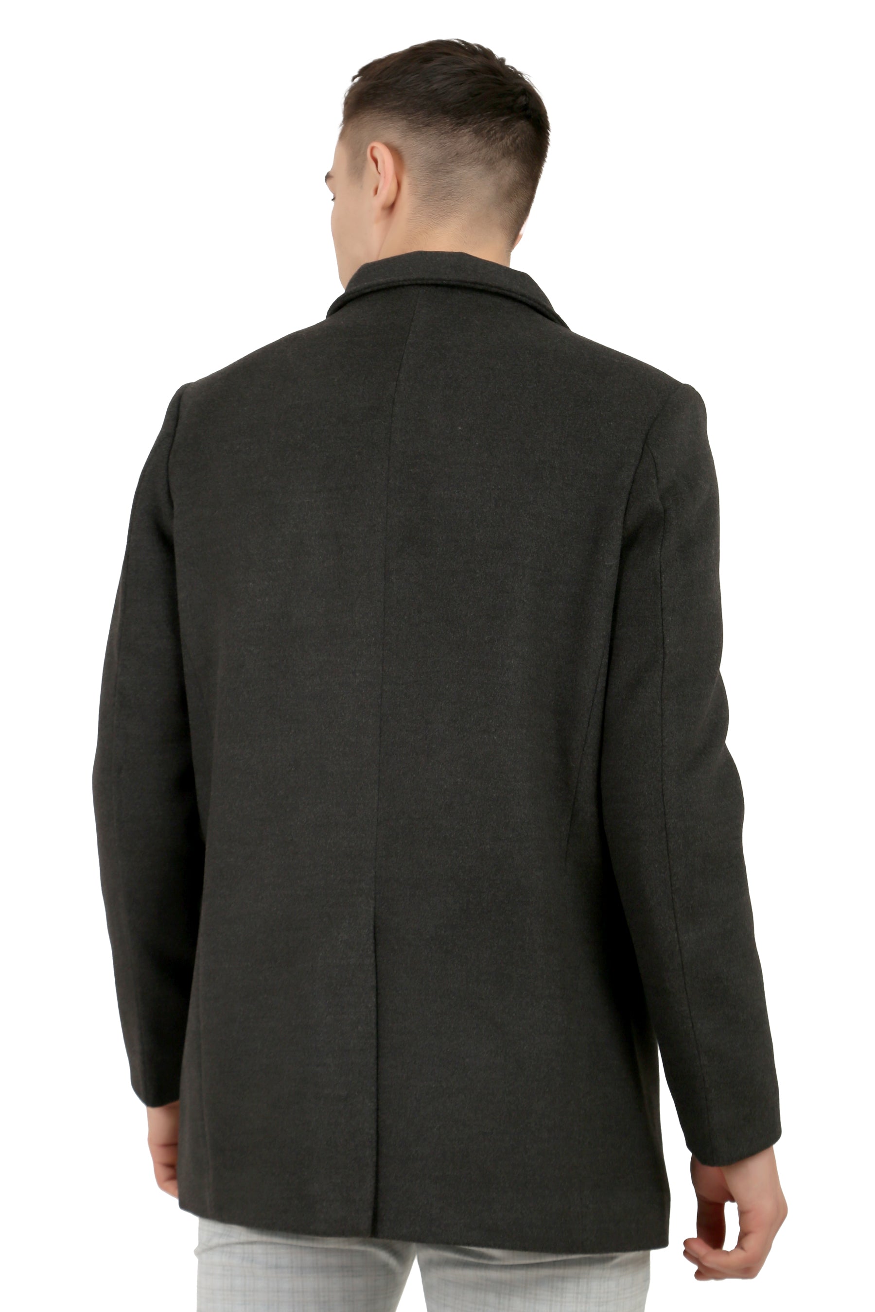Men's Semi Long Coat in Tweed Fabric