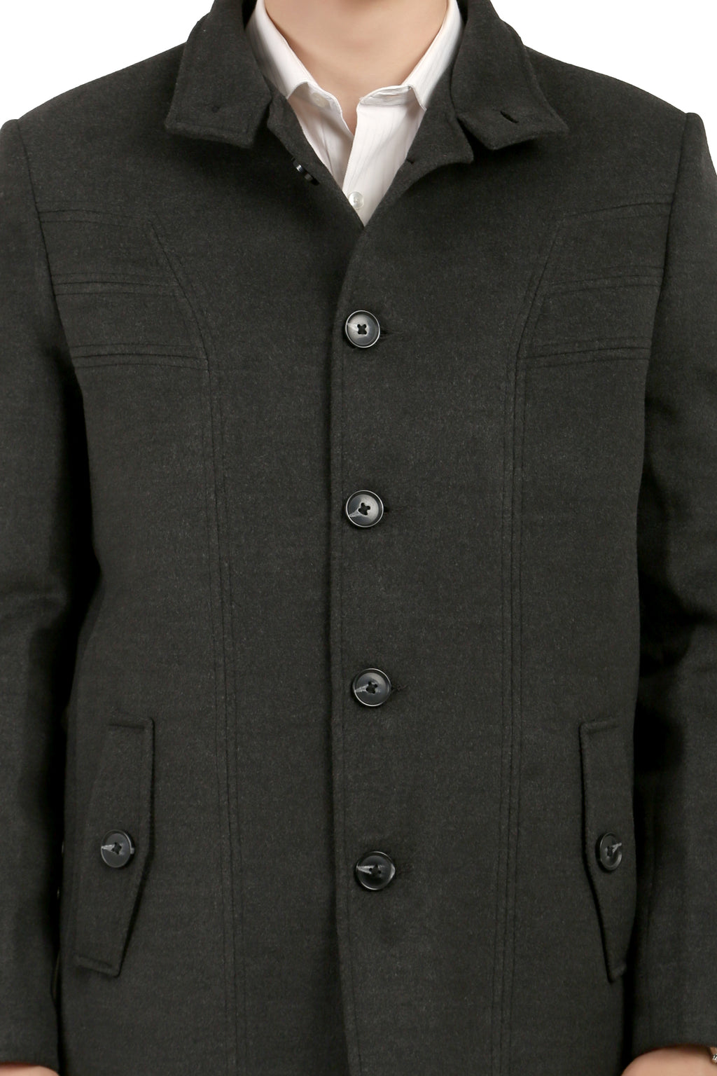 Men's Semi Long Coat in Tweed Fabric