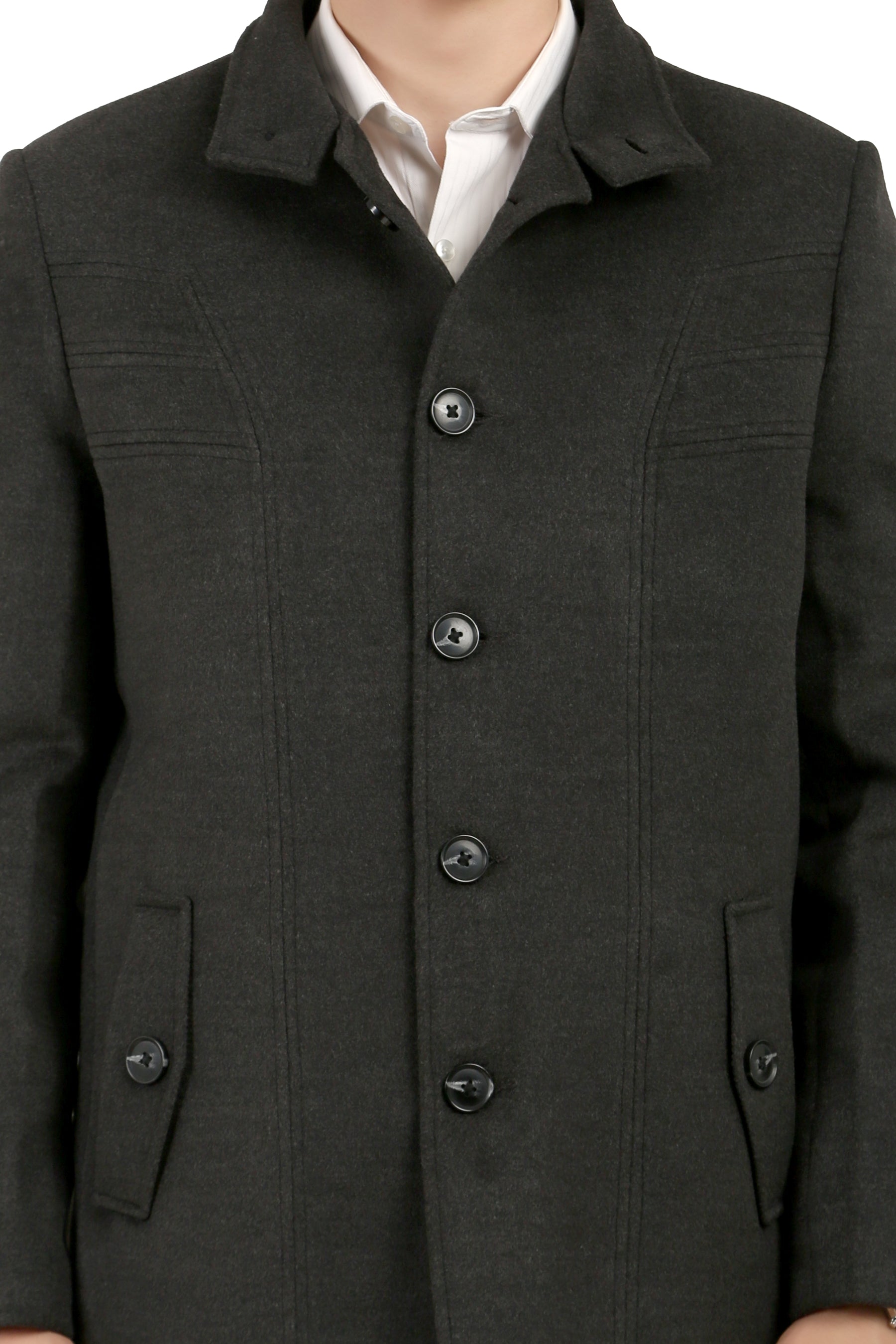 Men's Semi Long Coat in Tweed Fabric