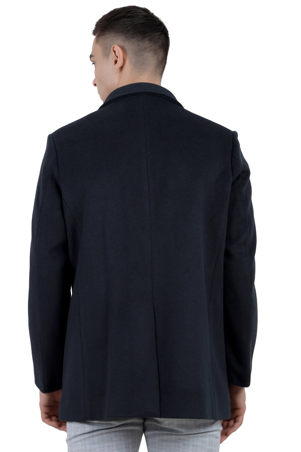 Men's Semi Long Coat in Tweed Fabric