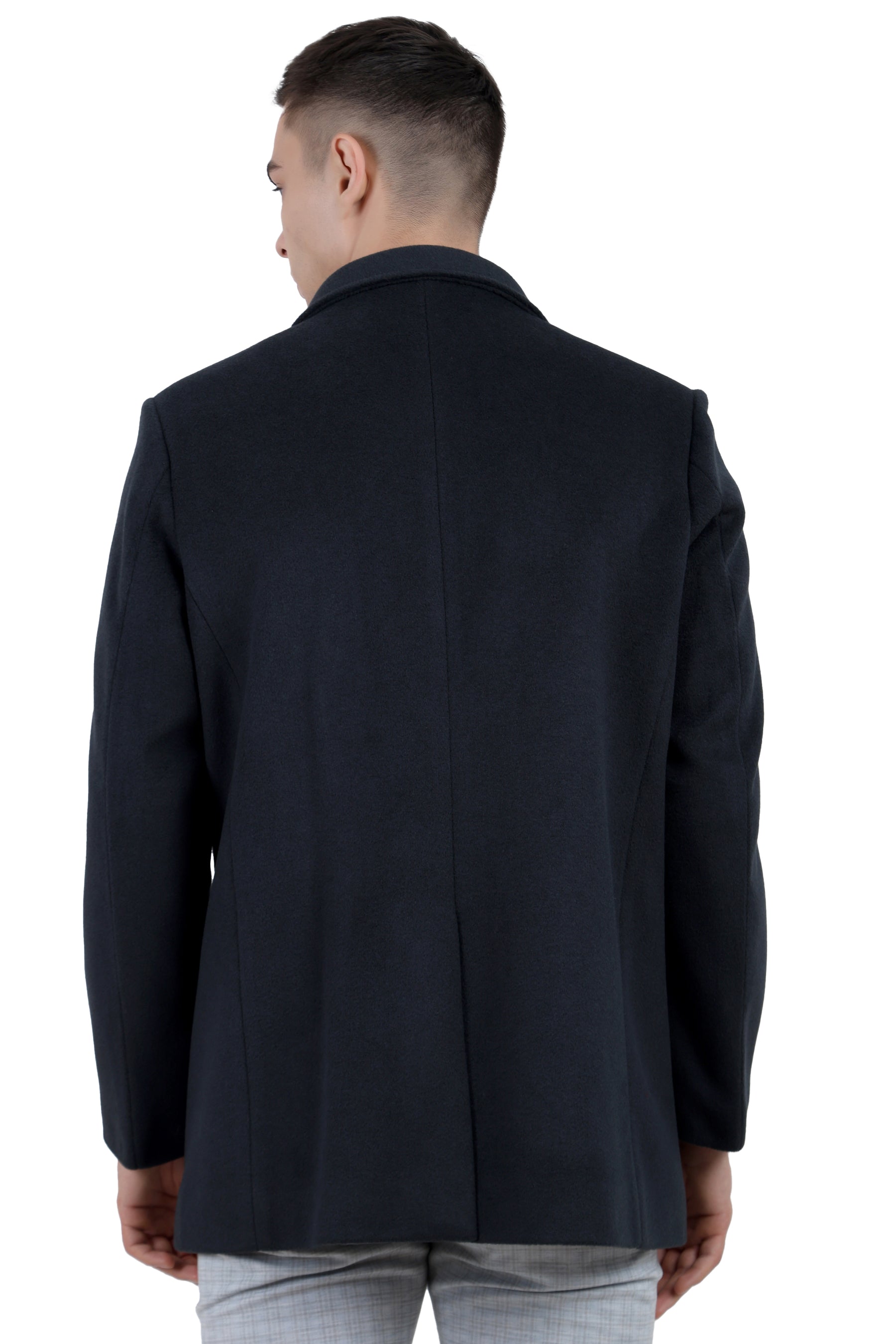 Men's Semi Long Coat in Tweed Fabric