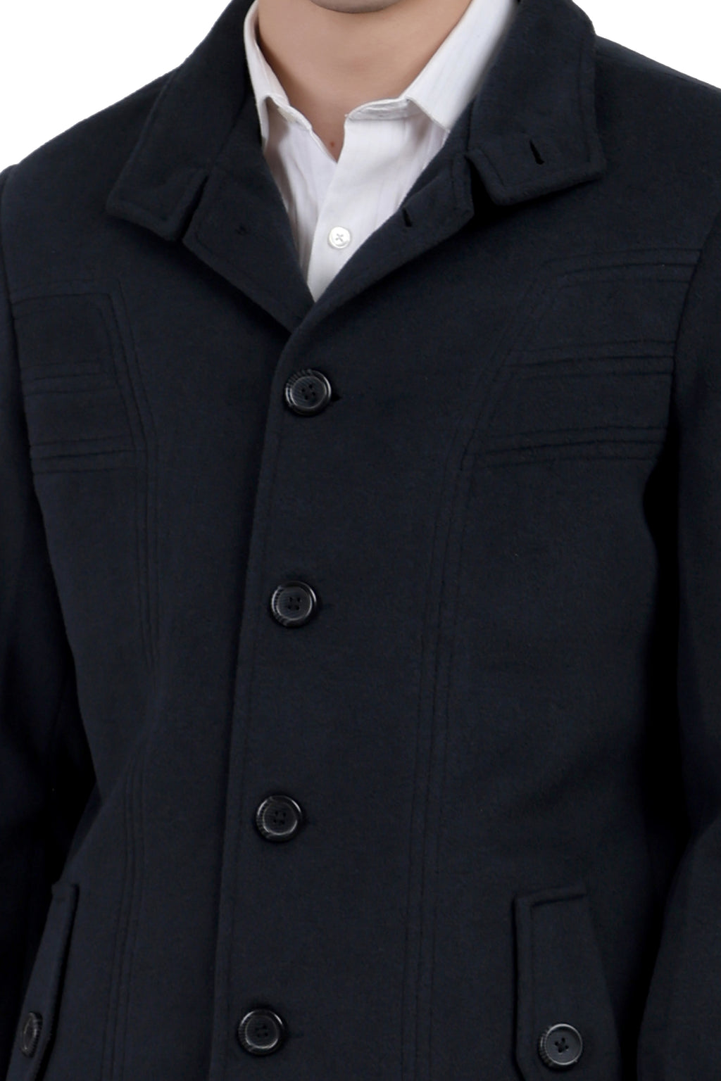 Men's Semi Long Coat in Tweed Fabric