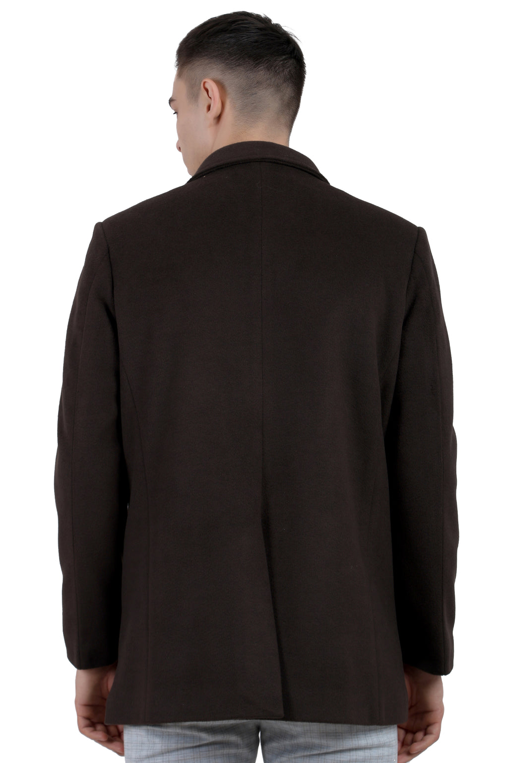 Men's Semi Long Coat in Tweed Fabric