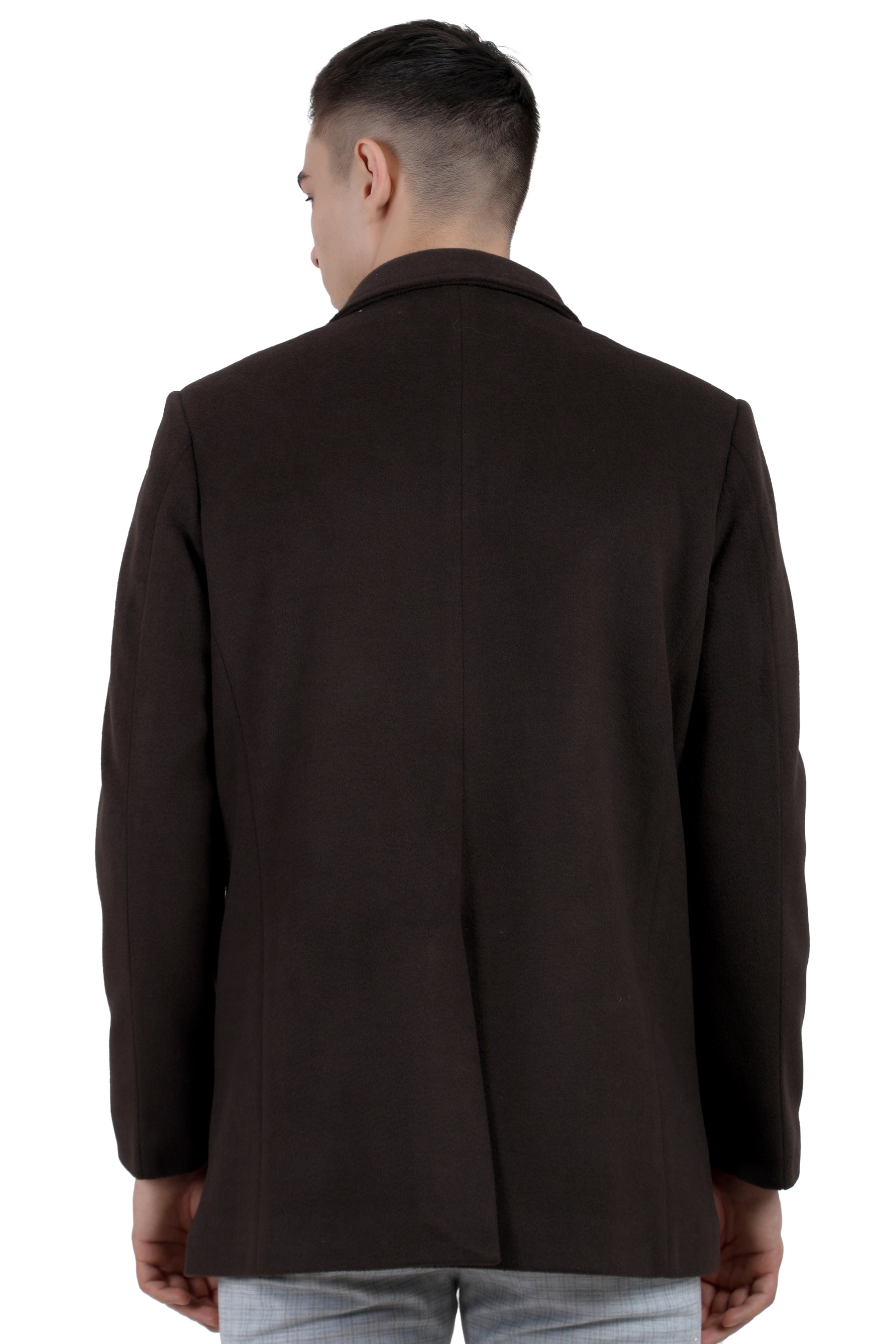 Men's Semi Long Coat in Tweed Fabric