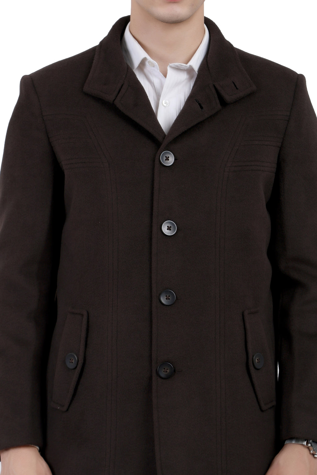 Men's Semi Long Coat in Tweed Fabric
