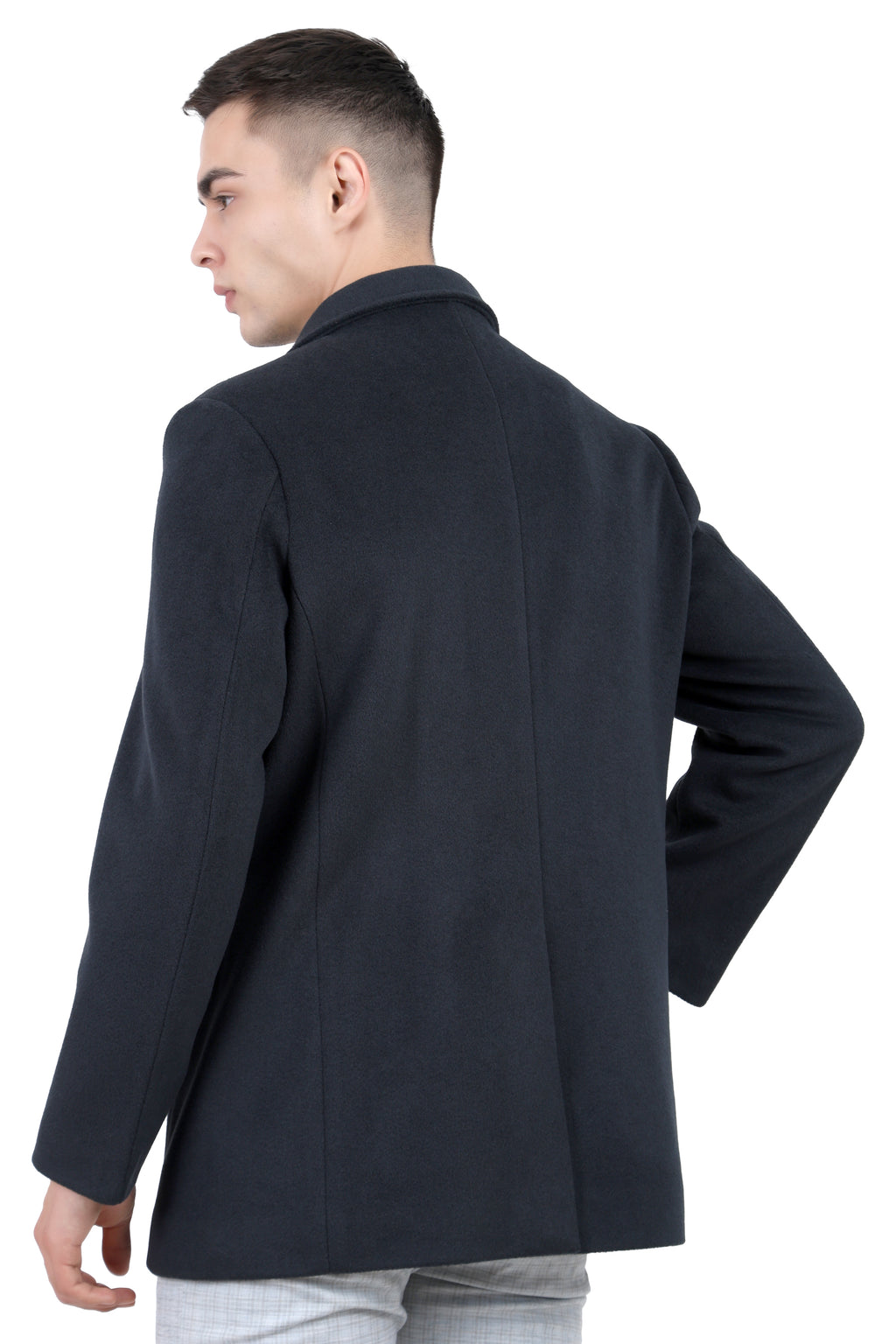 Men's Semi Long Coat in Tweed Fabric