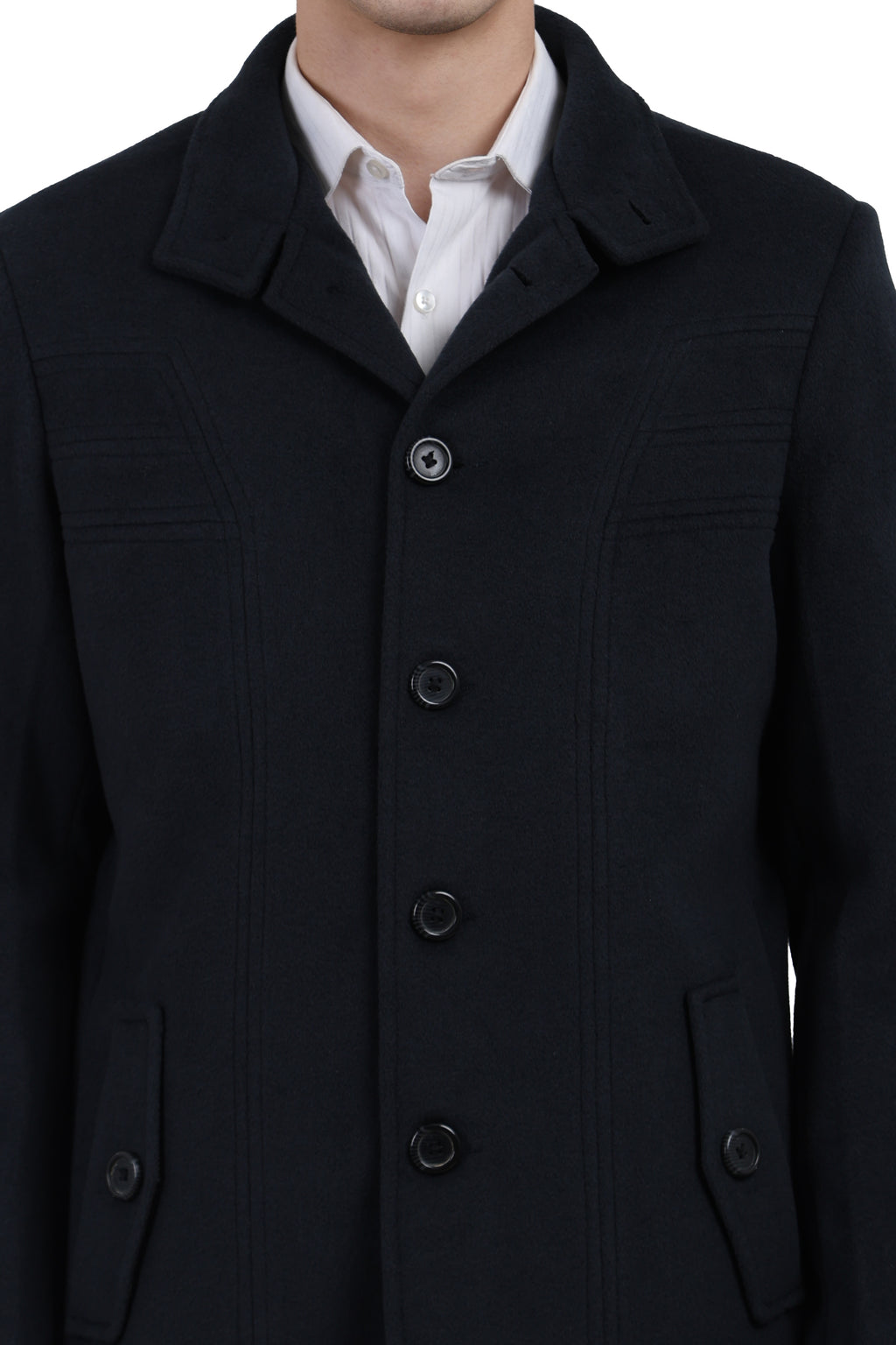 Men's Semi Long Coat in Tweed Fabric