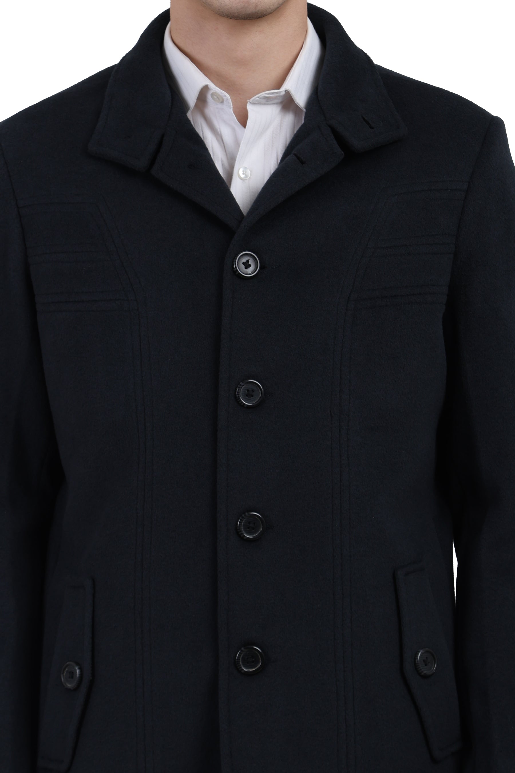 Men's Semi Long Coat in Tweed Fabric
