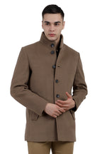 Men's Semi Long Coat in Tweed Fabric