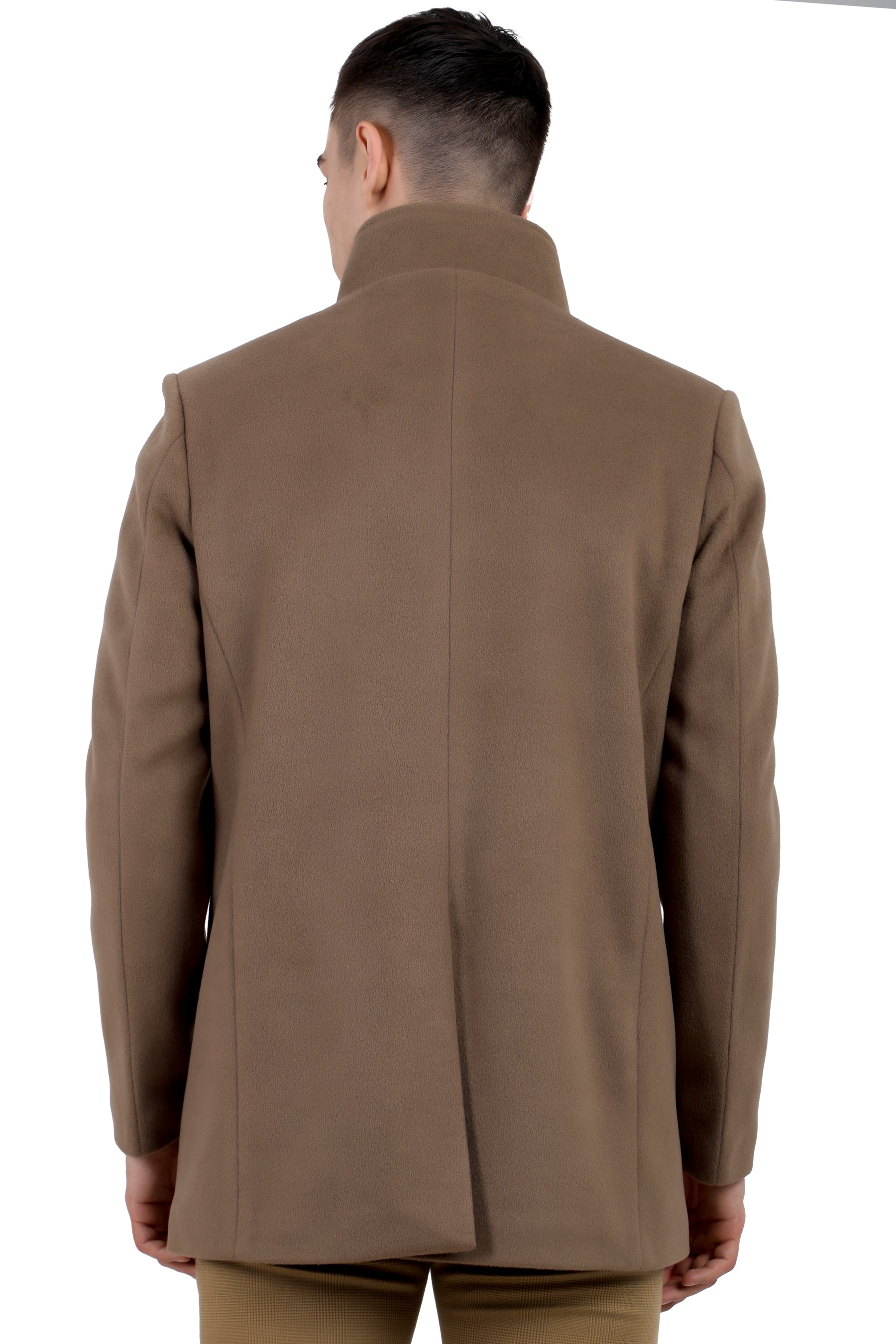Men's Semi Long Coat in Tweed Fabric