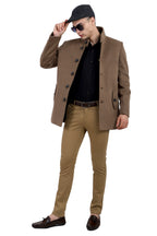 Men's Semi Long Coat in Tweed Fabric