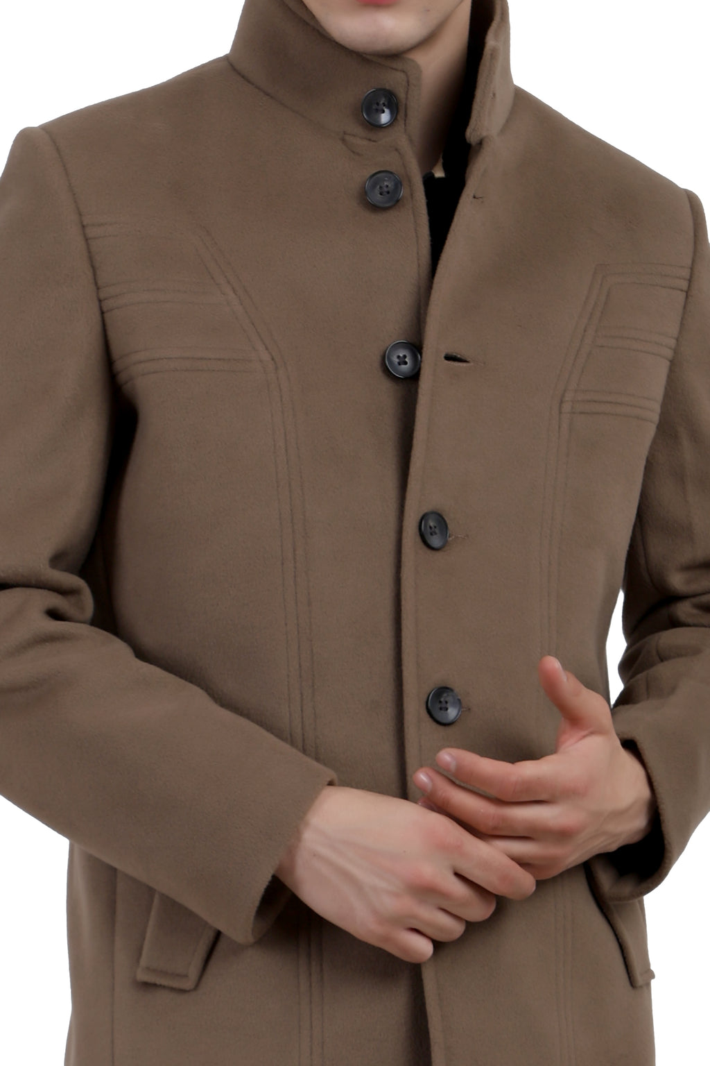 Men's Semi Long Coat in Tweed Fabric