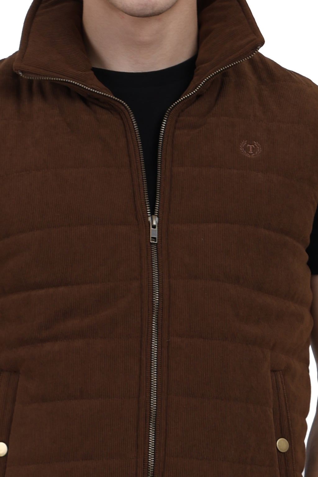 Men's Quilted Sleeveless Jacket in Corduroy Fabric