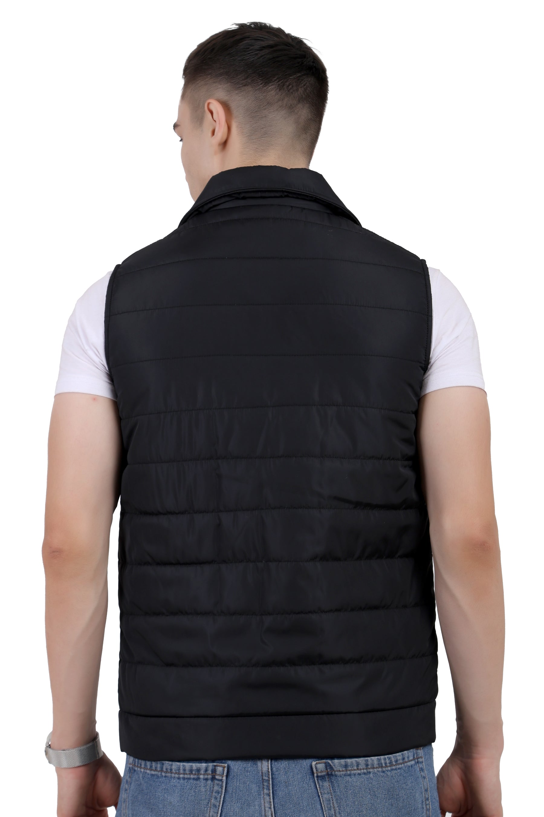 Men's Quilted Sleeveless Jacket in Poly Twill Fabric