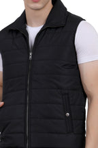 Men's Quilted Sleeveless Jacket in Poly Twill Fabric