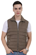 Men's Quilted Sleeveless Jacket in Poly Twill Fabric