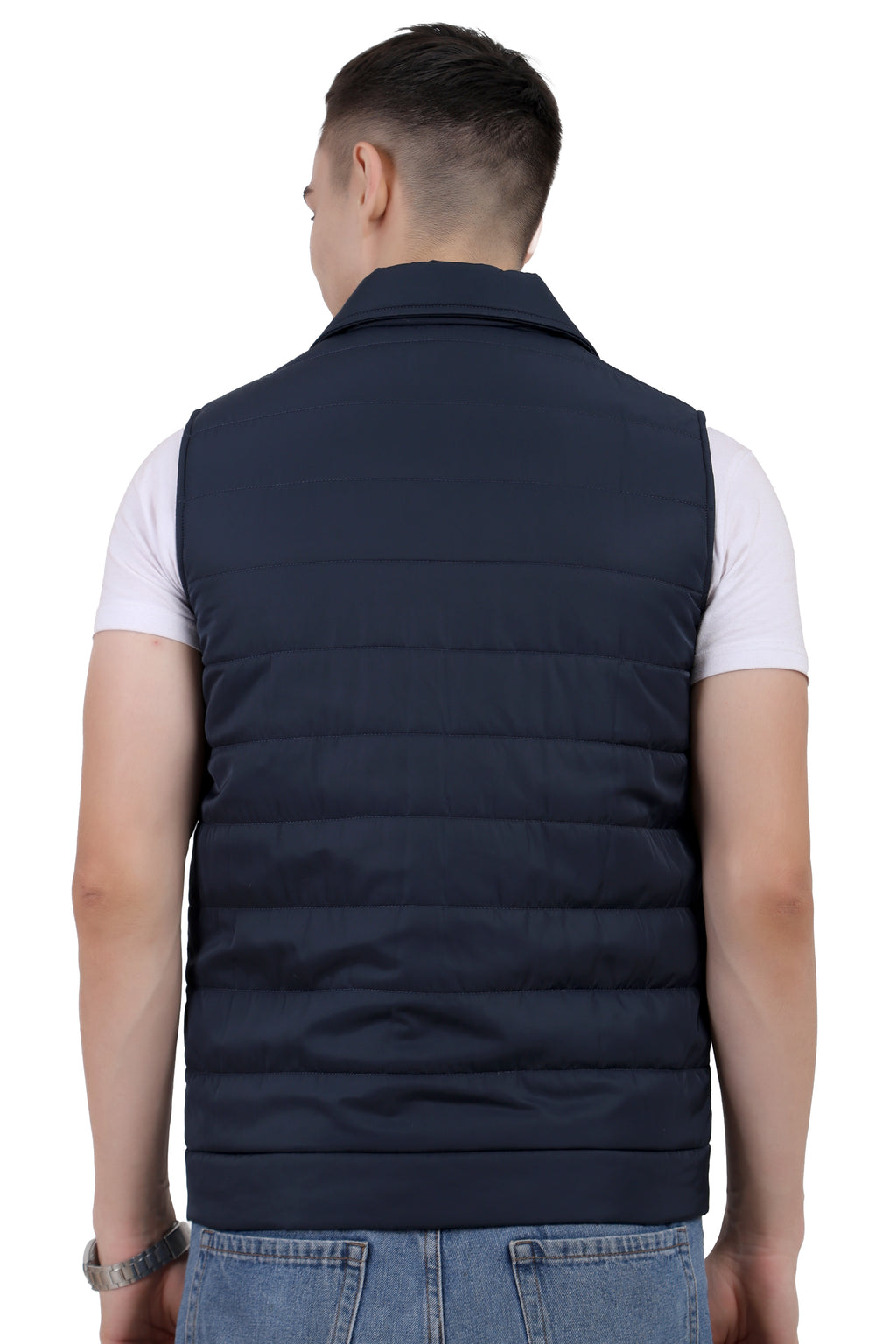Men's Quilted Sleeveless Jacket in Poly Twill Fabric