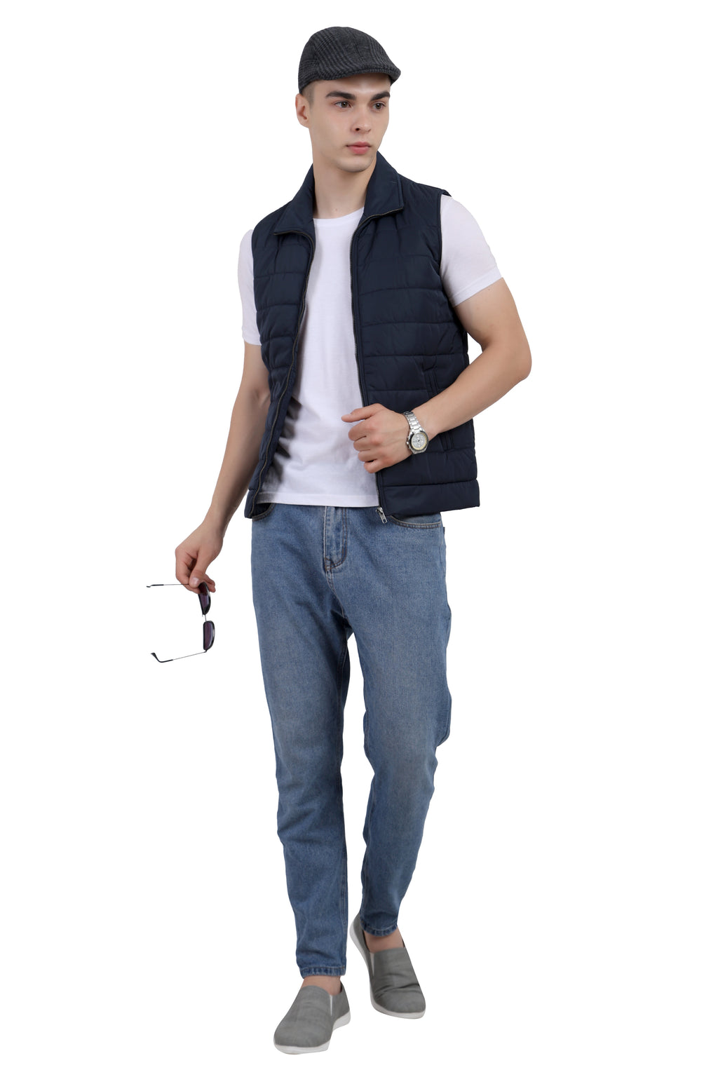 Men's Quilted Sleeveless Jacket in Poly Twill Fabric