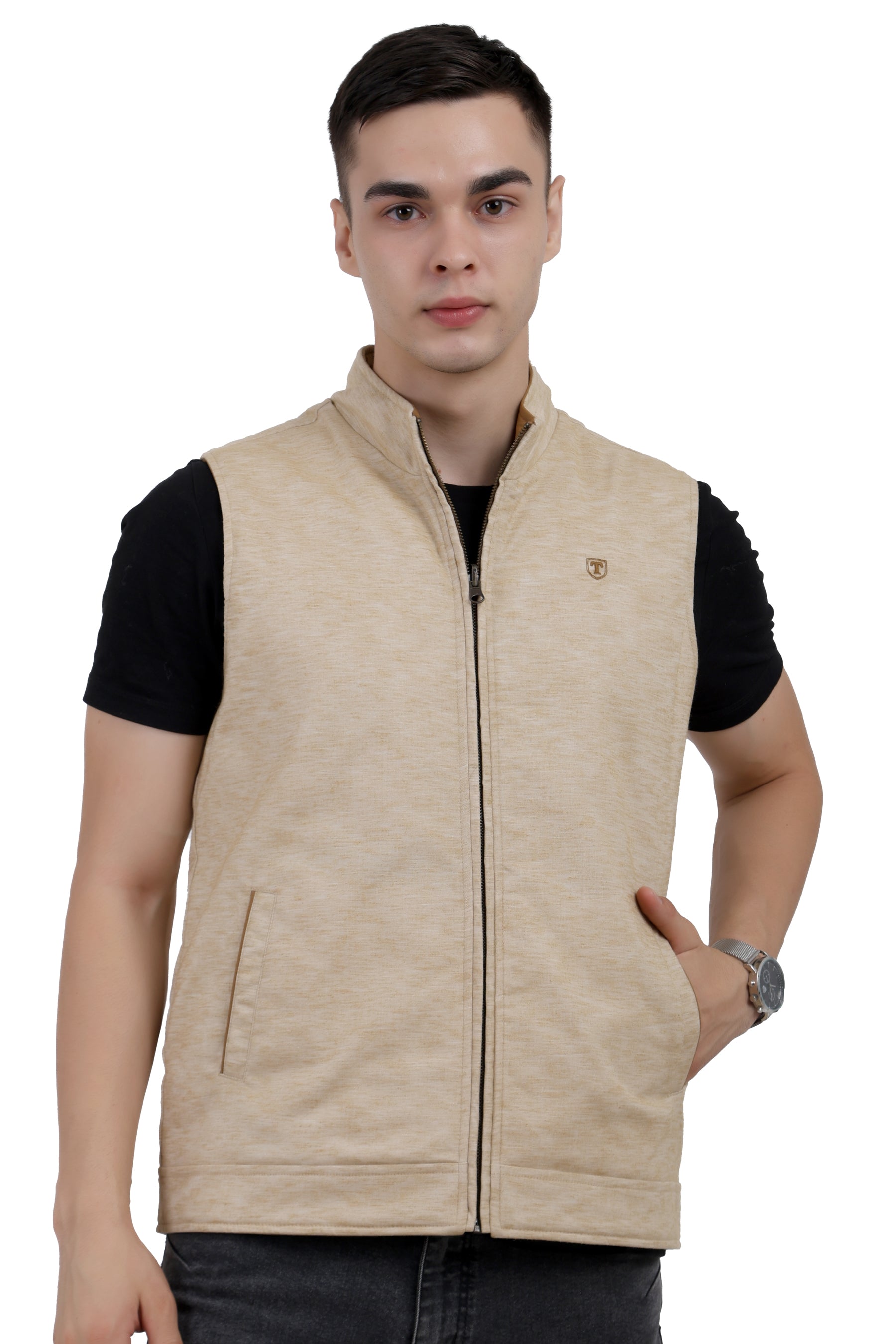 Men's Reversible Jacket in Linen Look / Matt Poly Fabric